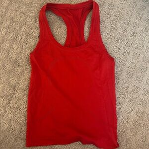 Red Racerback Tank Top Lulu Race Length